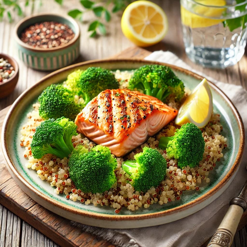 grilled salmon with quinoa and broccoli