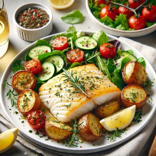 Baked Cod with Roasted Potatoes