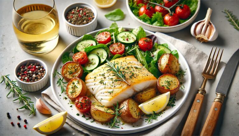 Baked Cod with Roasted Potatoes