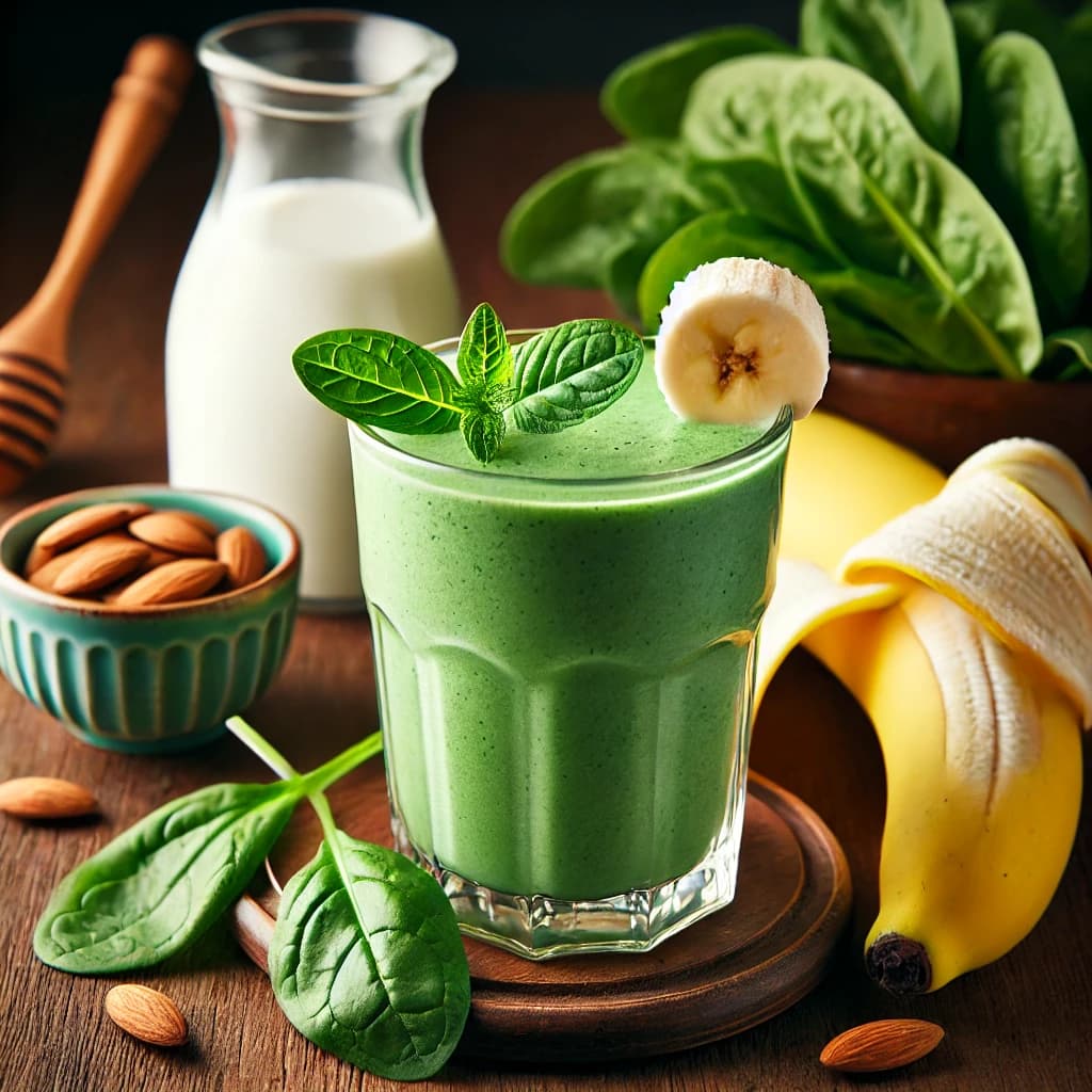 Spinach, Banana, and Almond Milk Smoothie