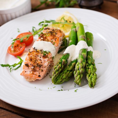 Garlic Butter Baked Salmon with Asparagus