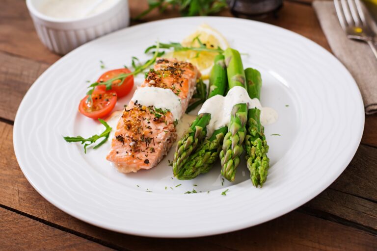 Garlic Butter Baked Salmon with Asparagus