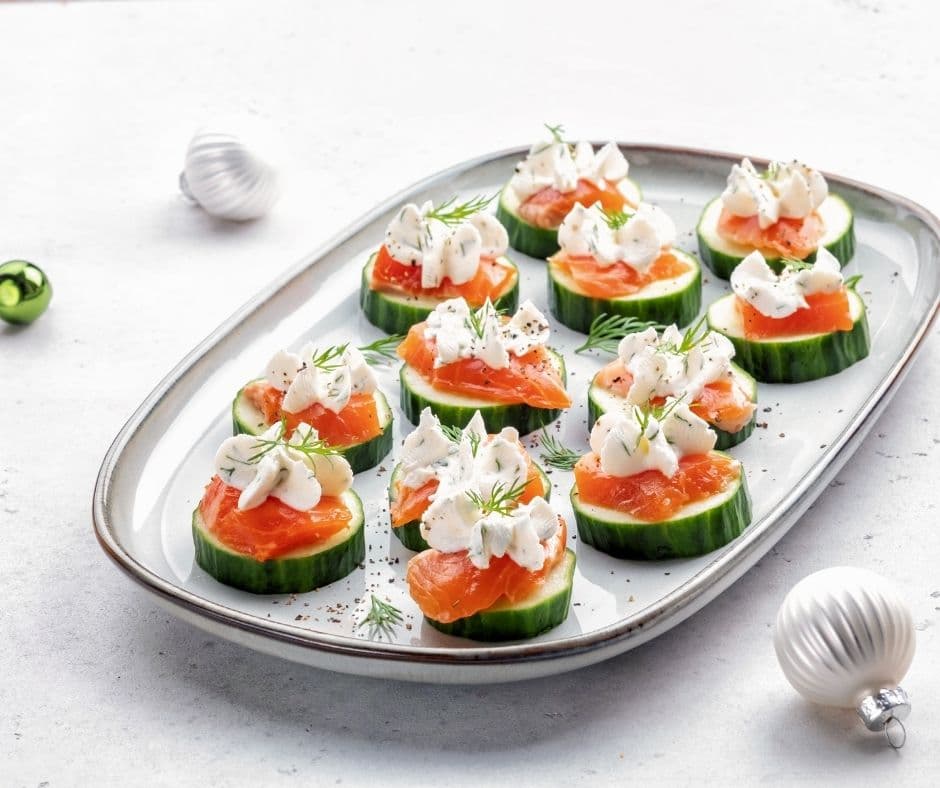 cucumber rounds salmon